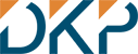 Logo Drammen kommunale pensjonskasse forenklet d, k og p med orange trekanter i venstre hjørne på hver bokstav